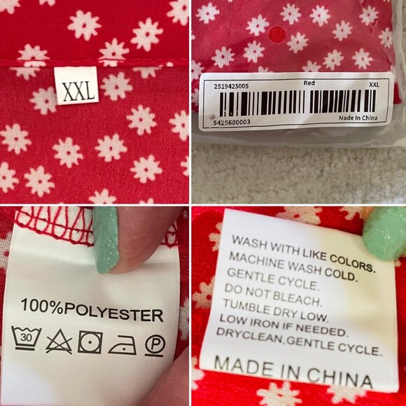 Red Floral Button-Up Vintage Inspired Blouse Size XXL - Picture 8 of 8